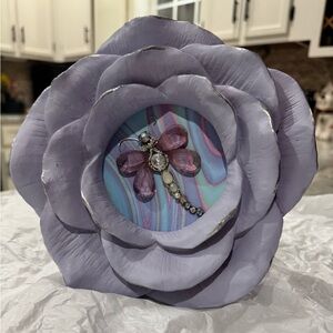 Purple Floral Decor with Dragonfly Accent